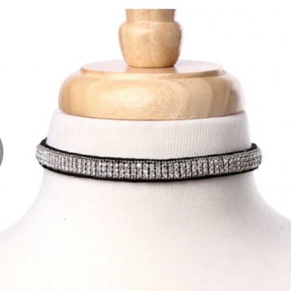 NWT Austrian crystal choker black silver tone - Picture 3 of 8